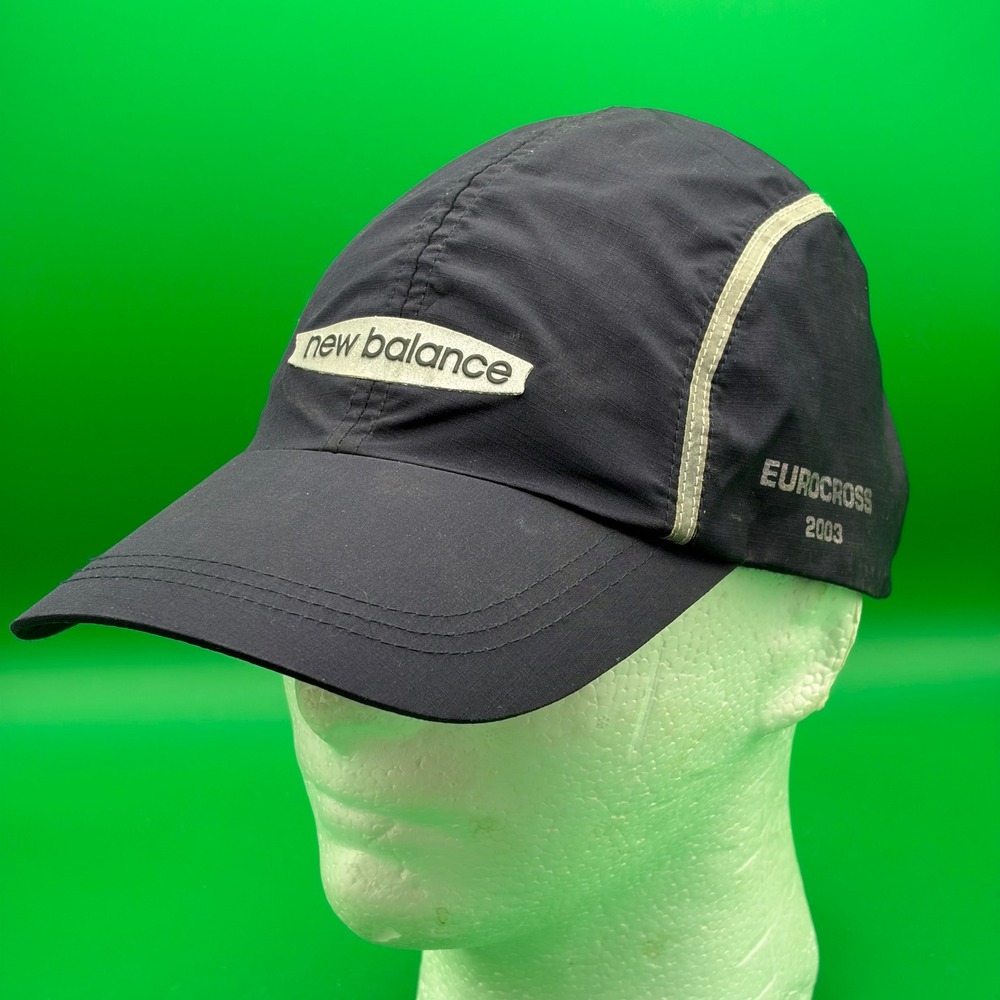 VTG Y2K New Balance Running Hat OS Black Eurocross 03 Reflective Performance Cap